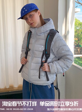 square houlest冬轻便保暖90白鸭绒连帽排骨羽绒服保暖外套内胆女