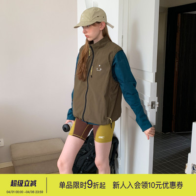 square houlest百搭户外机能轻盈宽松休闲防风运动马甲背心外套女