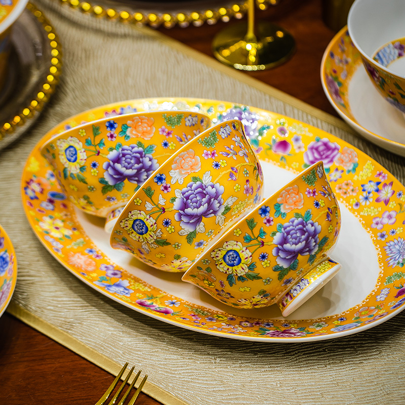 森鑫骨瓷中式家用珐琅彩餐具