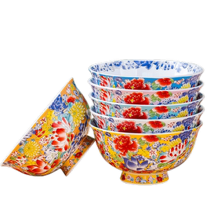 轻奢骨瓷家用2026新款陶瓷碗沙拉碗燕麦早餐碗餐具万花珐琅彩饭碗