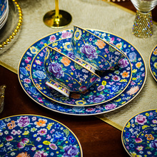 景德镇碗家用2024新款珐琅彩碗盘餐具轻奢骨瓷陶瓷碗碟泡面碗饭碗