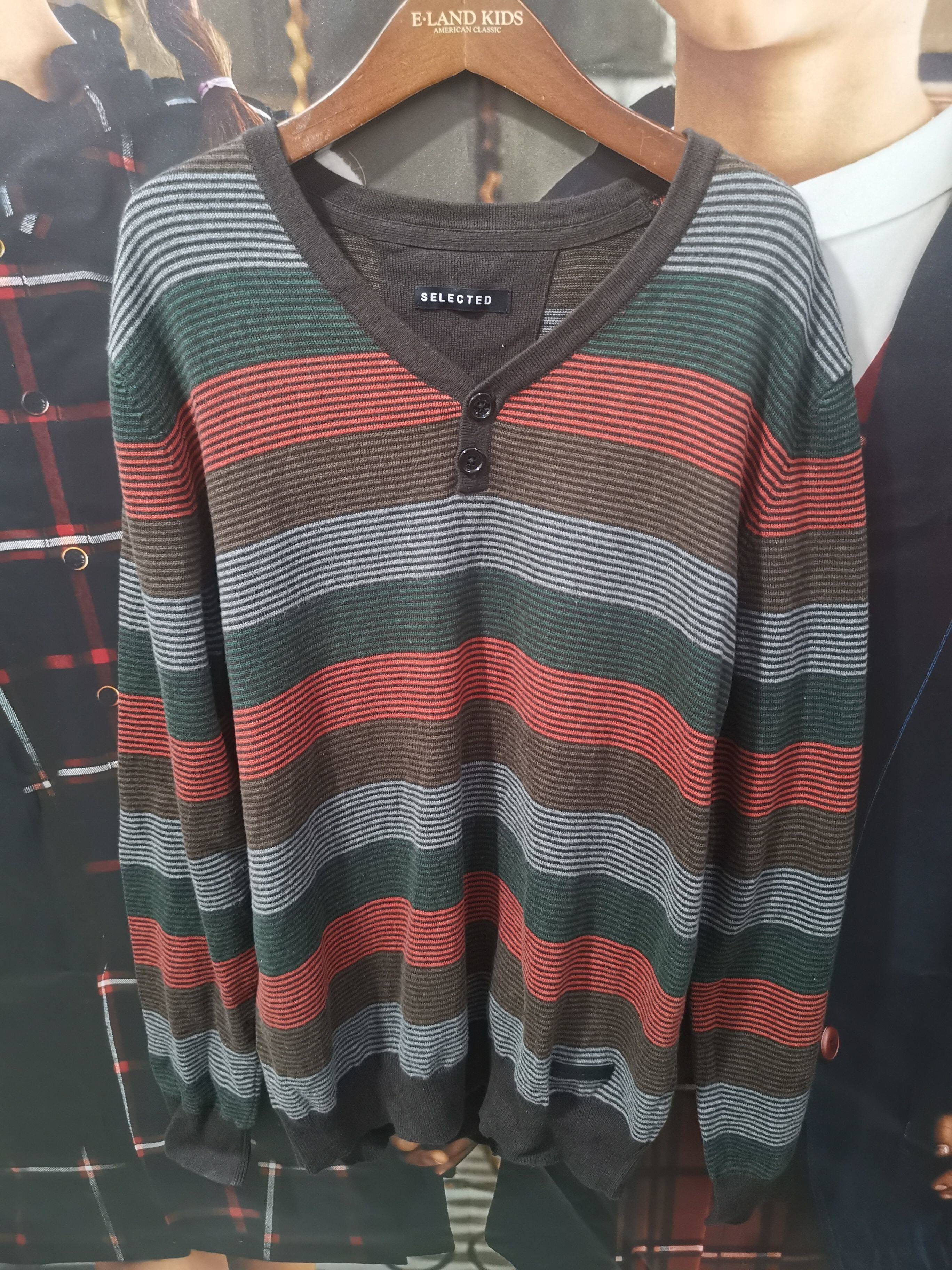jackjones/杰克琼斯成人,男士100%棉V领,两色条纹套头针织衫!