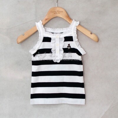 小熊童装条纹女童吊带