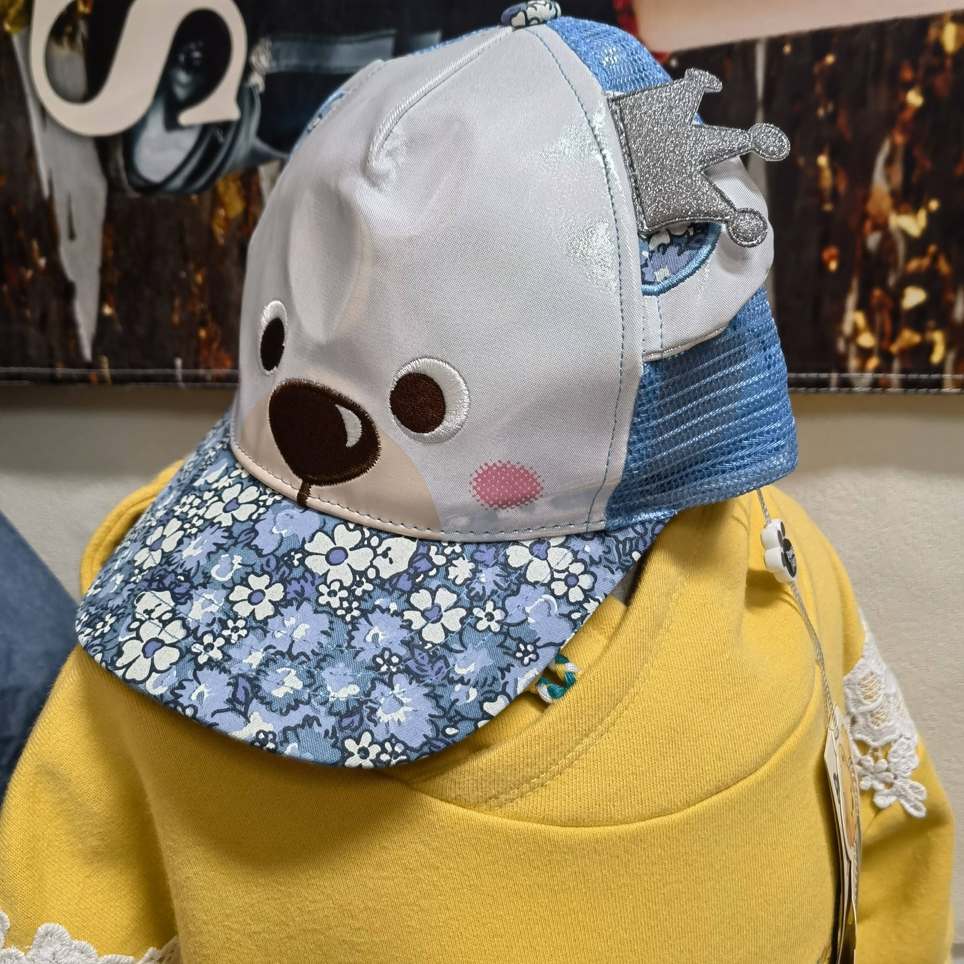 Paw in Paw  女童夏款 帽子 大网眼卡通熊设计 碎花帽檐 棒球帽