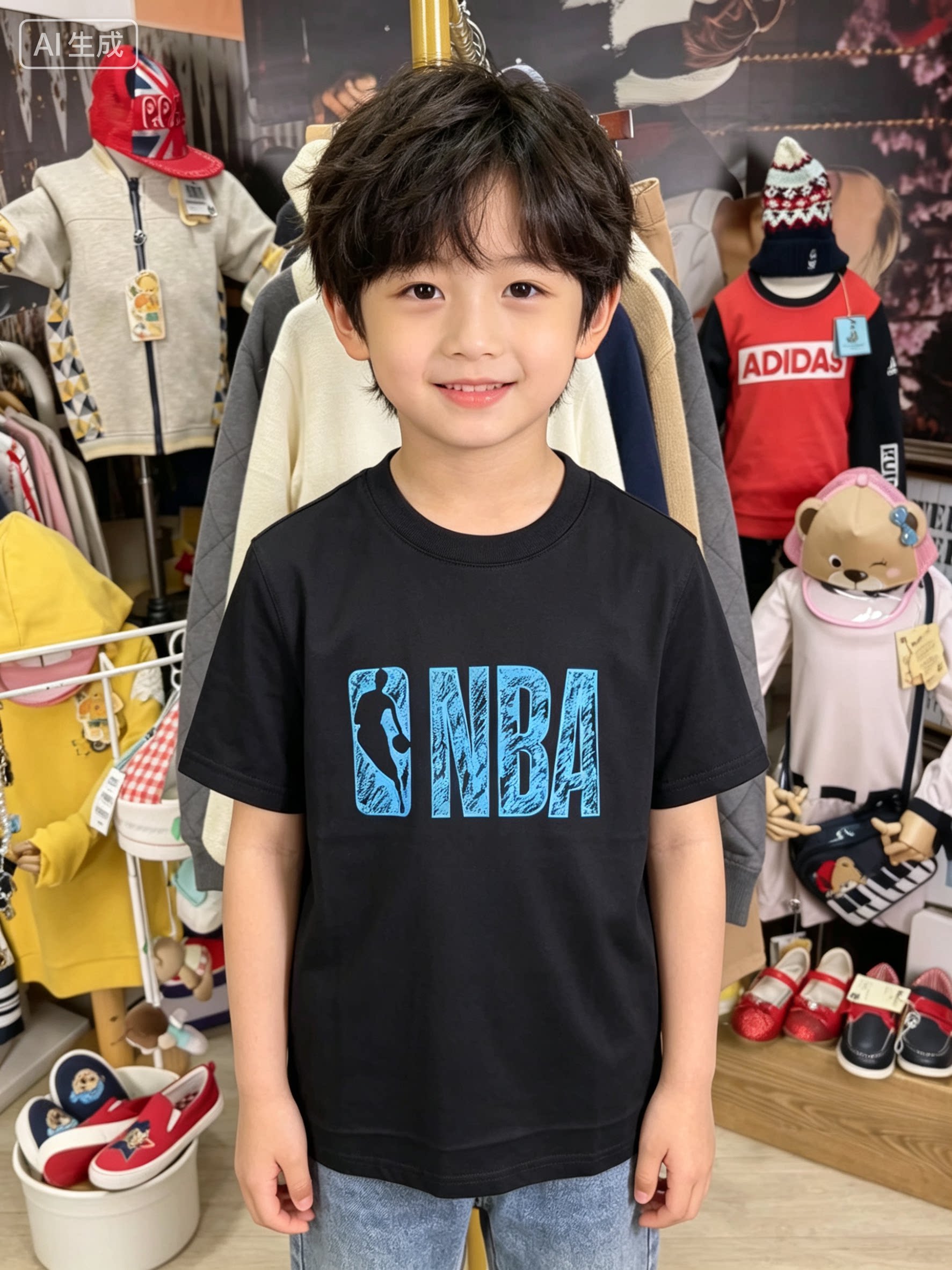 NBA KIDS 男童 夏款 胸口NBA大logo 含棉短袖 T恤