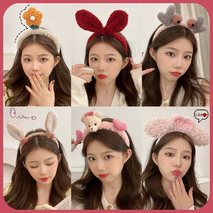 卡通毛绒头箍女款 洗脸敷面膜专用发捆发箍秋冬可爱发卡发窟头饰女