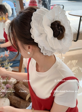 蕾丝仙气发圈大肠白色慵懒风2025新款高级感发绳女头花边头绳头饰