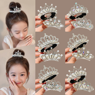 皇冠头饰公主儿童高端大气女孩生日发扣丸子头神器发夹盘发马尾扣