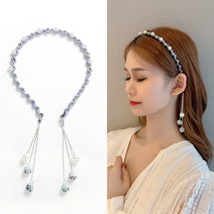 假耳环一体流苏后挂式发箍百搭外出头箍仙女森系超仙发卡韩国头饰