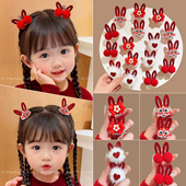 新年过年本命年马年红色公主头抓夹女2026新款 小号发夹女儿童头饰