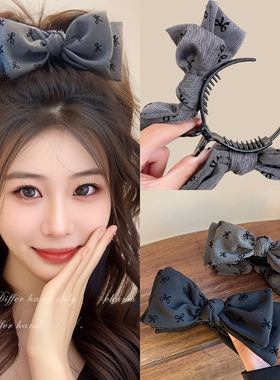 灰色复古格雷系抓夹女2025新款蝴蝶结扎丸子头发夹高级感头饰夹子