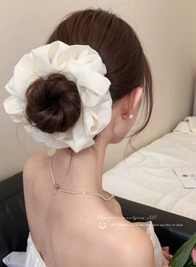 白色泡泡网纱大肠发圈扎丸子头发绳氛围感发绳高弹力耐用头套头饰