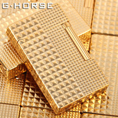 复古朗声打火机法国ghorse正版 男充气防风清脆砂轮纯黄铜创意礼品