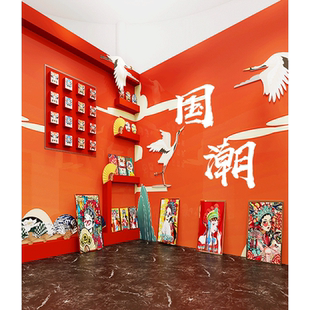 国潮直播间背景布3d立体壁纸元旦年货节马年直播间背景墙2026年春节新款带货新年高清可定制直播场景布置搭建