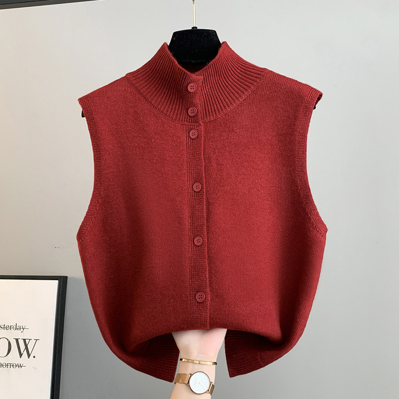 高领双面穿马甲毛衣女秋冬新款针织开衫背心内搭法式叠穿加厚马夹,女装/女士精品,马夹,淘宝优惠券,粉丝福利购,淘宝优惠卷