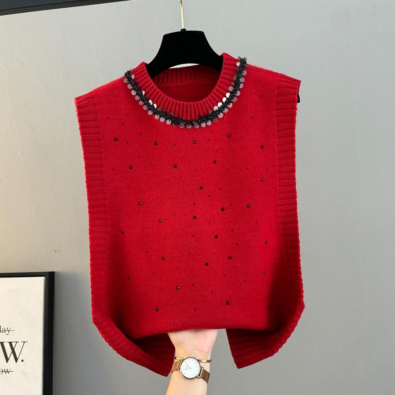 韩版新款针织马甲女秋冬打底圆领