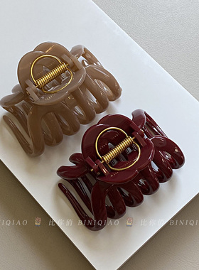 巨能夹法式大号盘发南瓜抓夹女小众设计高级感发夹PC轻奢鲨鱼夹子