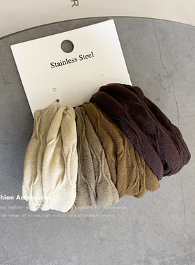 宽边无接缝发圈简约高弹力扎头皮筋不伤发高弹力绑头绳美拉德色系