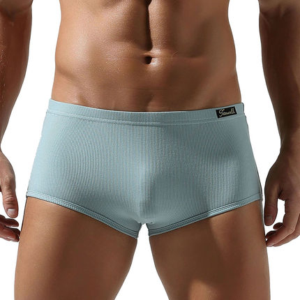 男士内裤 人造丝螺纹高弹力纯色底裤修身贴身透气时尚