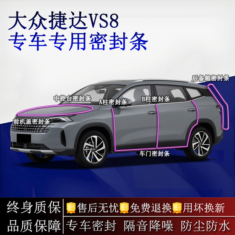 适用大众捷达VS8汽车密封条A柱B柱中控台全车隔音降噪防尘防水