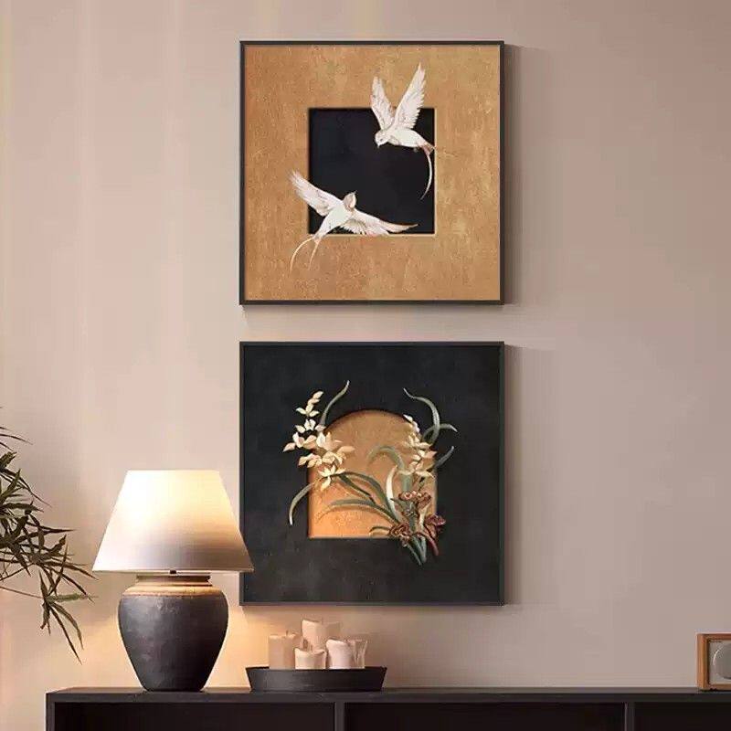 法式复古客厅装饰画电视柜桌面摆画中古风卧室挂画小众艺术墙壁画