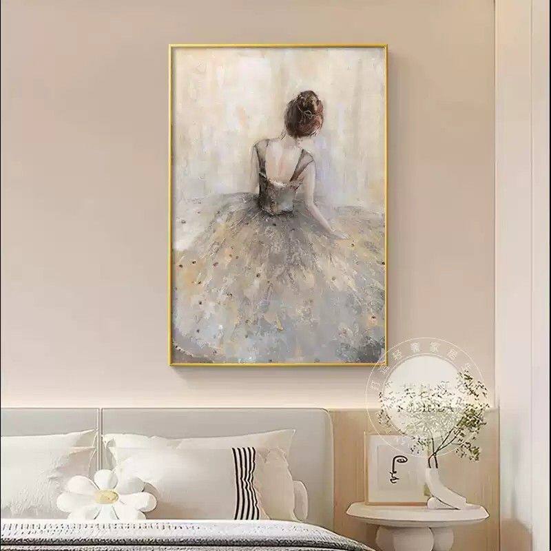 现代简约卧室床头装饰画竖版餐厅抽象花卉挂画芭蕾舞女孩房间壁画
