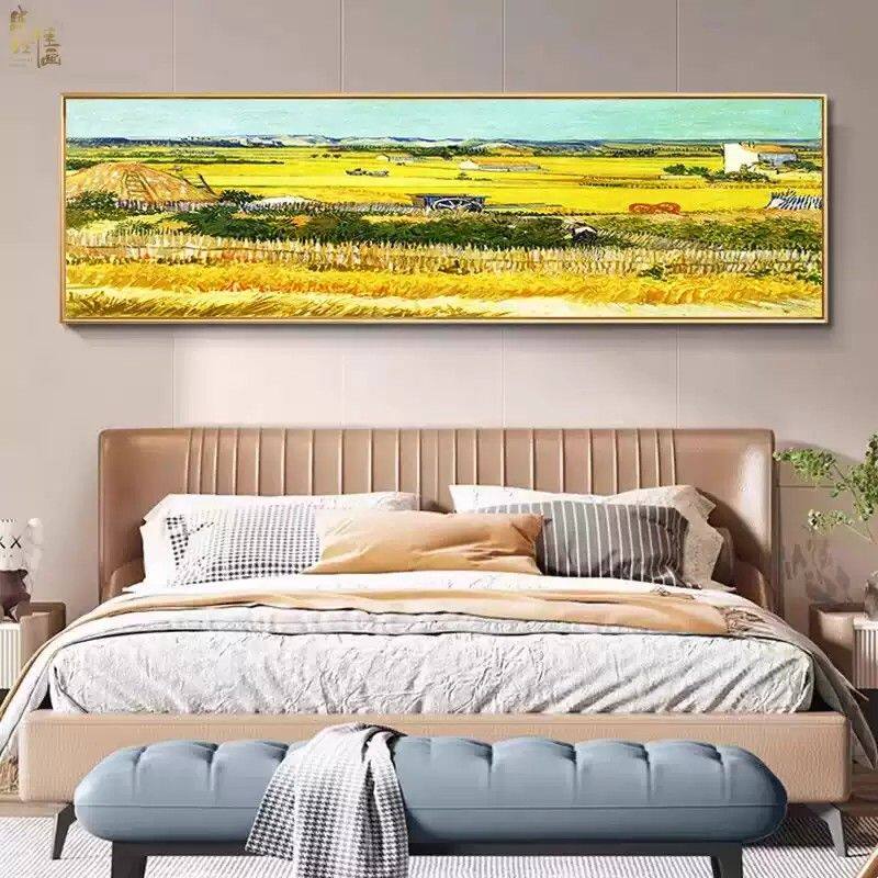梵高客厅装饰画横幅莫奈沙发背景墙挂画世界名画抽象卧室床头壁画