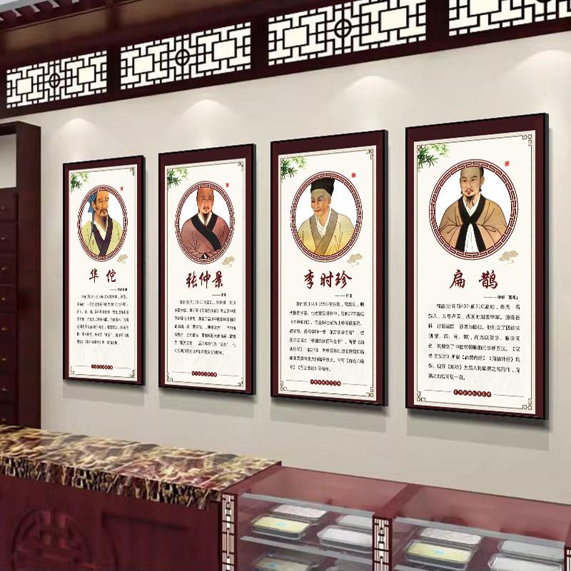 十大名医挂画中医养生馆理疗馆诊所装饰画华佗扁鹊张仲景画像壁画