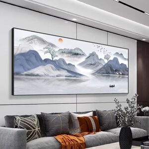 意境山水画客厅挂画新中式沙发背景墙装饰画办公室水墨画茶室壁画
