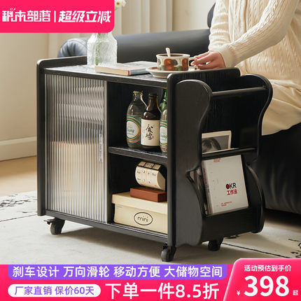 实木边几可移动家用小茶几角几沙发侧边柜多功能小推车客厅置物架