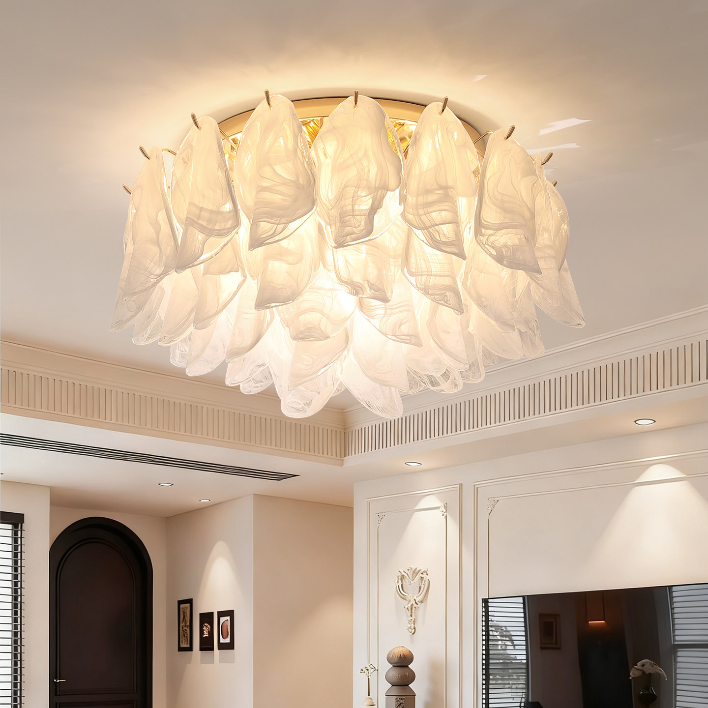 吸顶灯法式中古风客厅灯轻奢主卧室房间灯艺术奶油风长形餐厅灯具