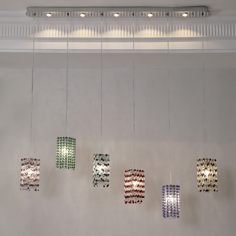 法式轻奢餐厅吧台岛台长形水晶灯