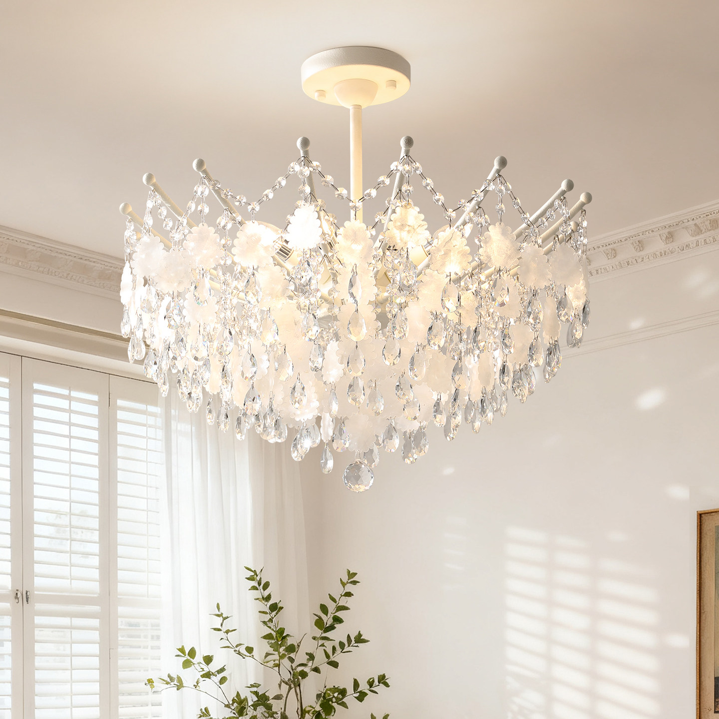 法式轻奢大气卧室水晶灯简约现代高级感客厅灯贝壳水晶吸顶灯具,家装灯饰光源,卧室/书房吊灯,淘宝优惠券,粉丝福利购,淘宝优惠卷