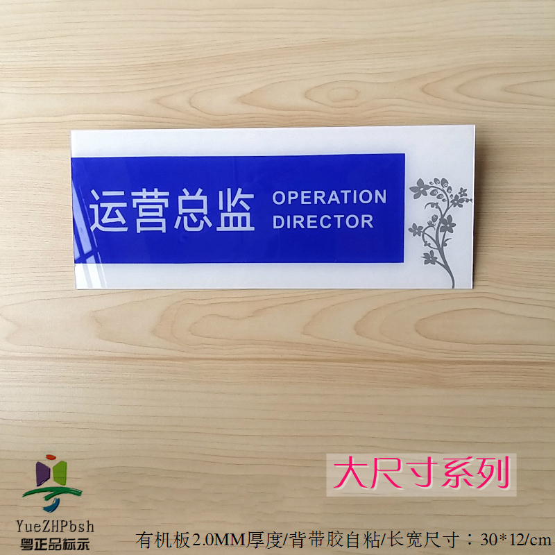 亚克力高档大尺寸办公室科室标牌 运营总监部门牌 企划部指示门牌