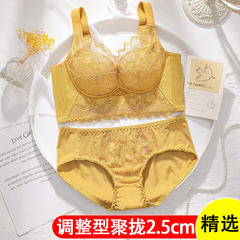 文胸套装品牌专柜正品聚拢调整型高侧比收副乳上托无钢圈厚款内衣
