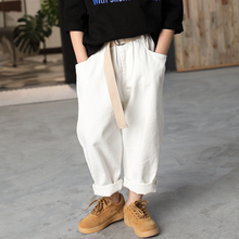 白色男童休闲裤2025表演服装新款儿童老爹裤宽松百搭韩版中童长裤