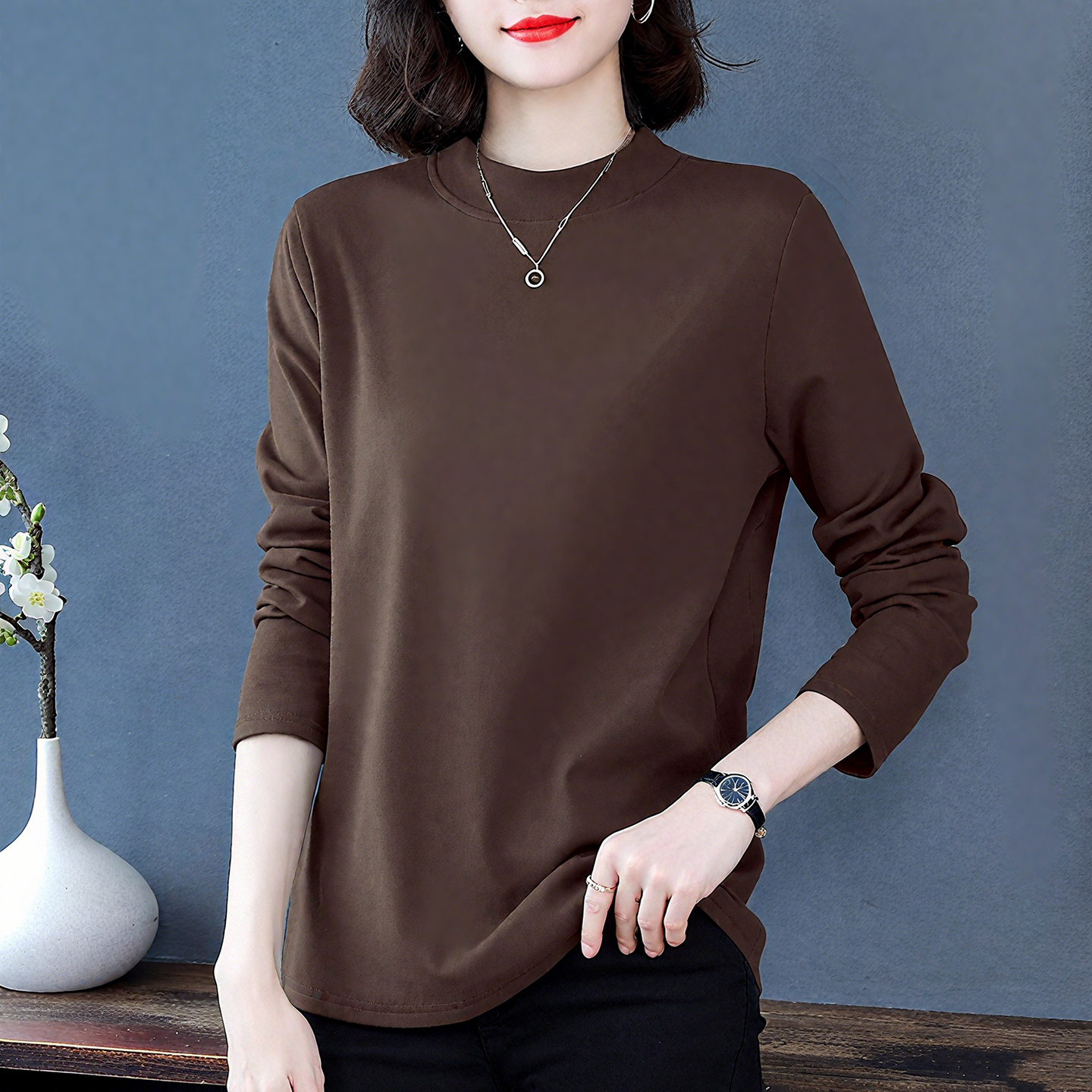 高端品牌长袖纯棉打底衫女可外穿