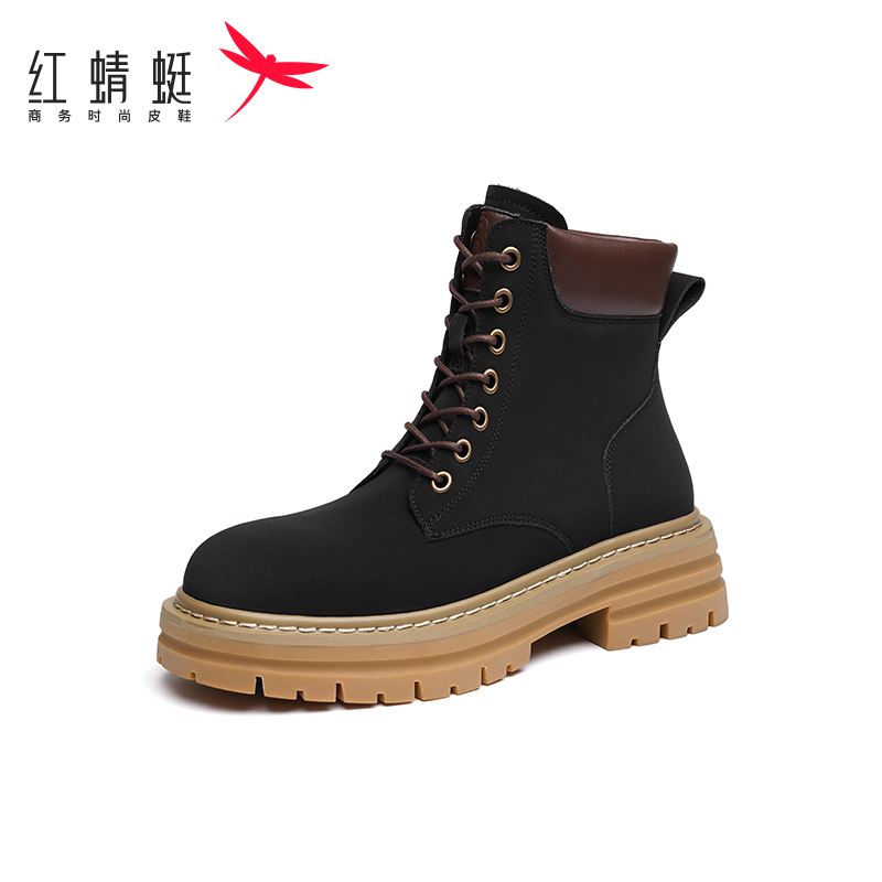 厚底工装美式增高马丁靴红蜻蜓