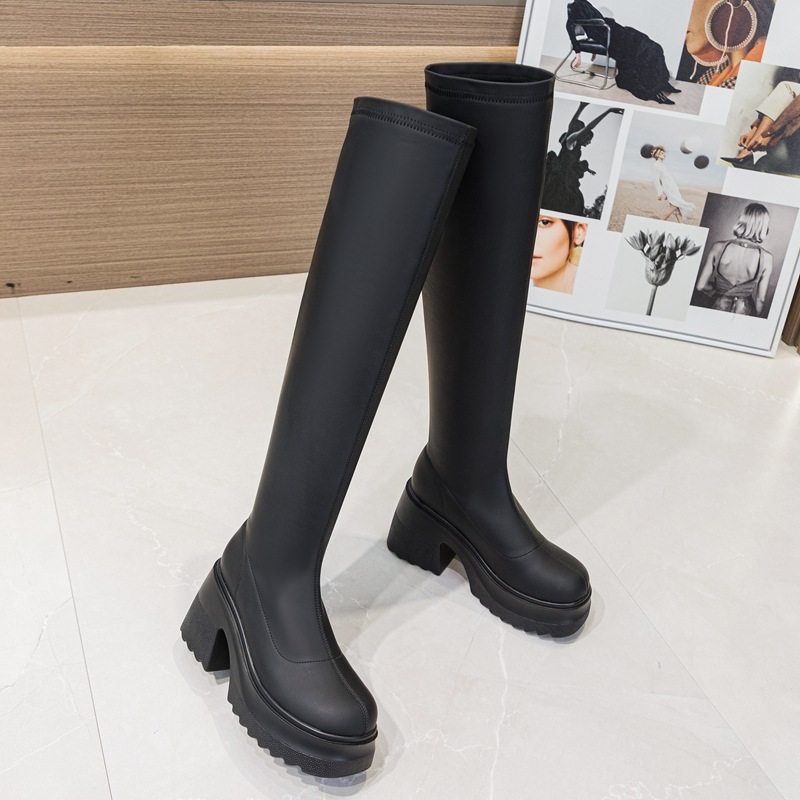 真皮过膝长靴女2025秋冬新款小个子厚底10cm高跟长筒靴显瘦骑士,女鞋,骑士靴,淘宝优惠券,粉丝福利购,淘宝优惠卷