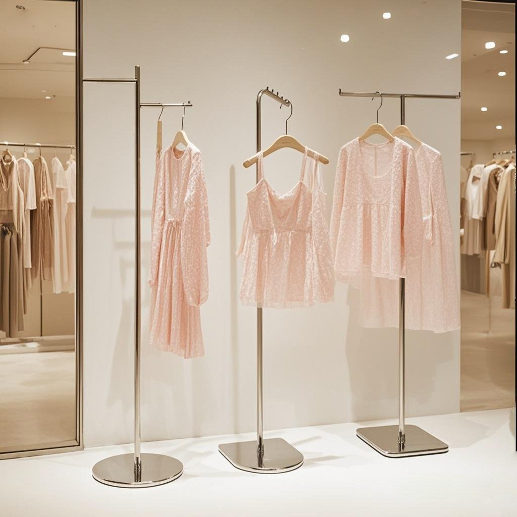 电镀钢落地中岛挂衣架