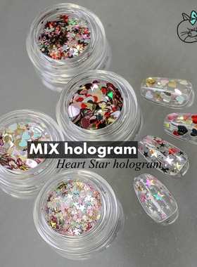 日本ANNUUM安纽2026新Heart Star Hologram亮片素材爱心星星饰品