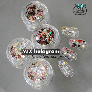 日本ANNUUM安纽2026新Heart Star Hologram亮片素材爱心星星饰品