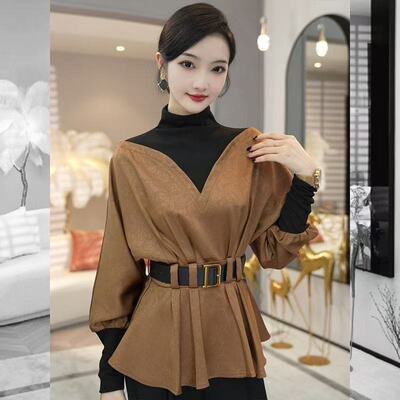 早秋新款法式轻奢假两件衬衫