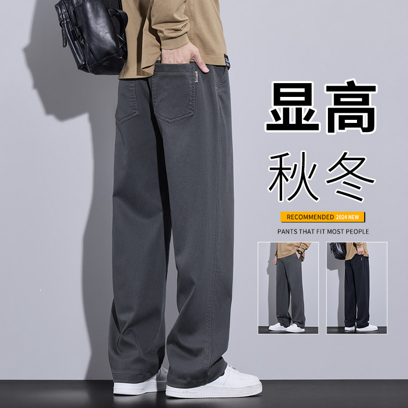 天丝阔腿休闲裤男士秋季直筒西裤宽松男生长裤子2025新款夏季薄款