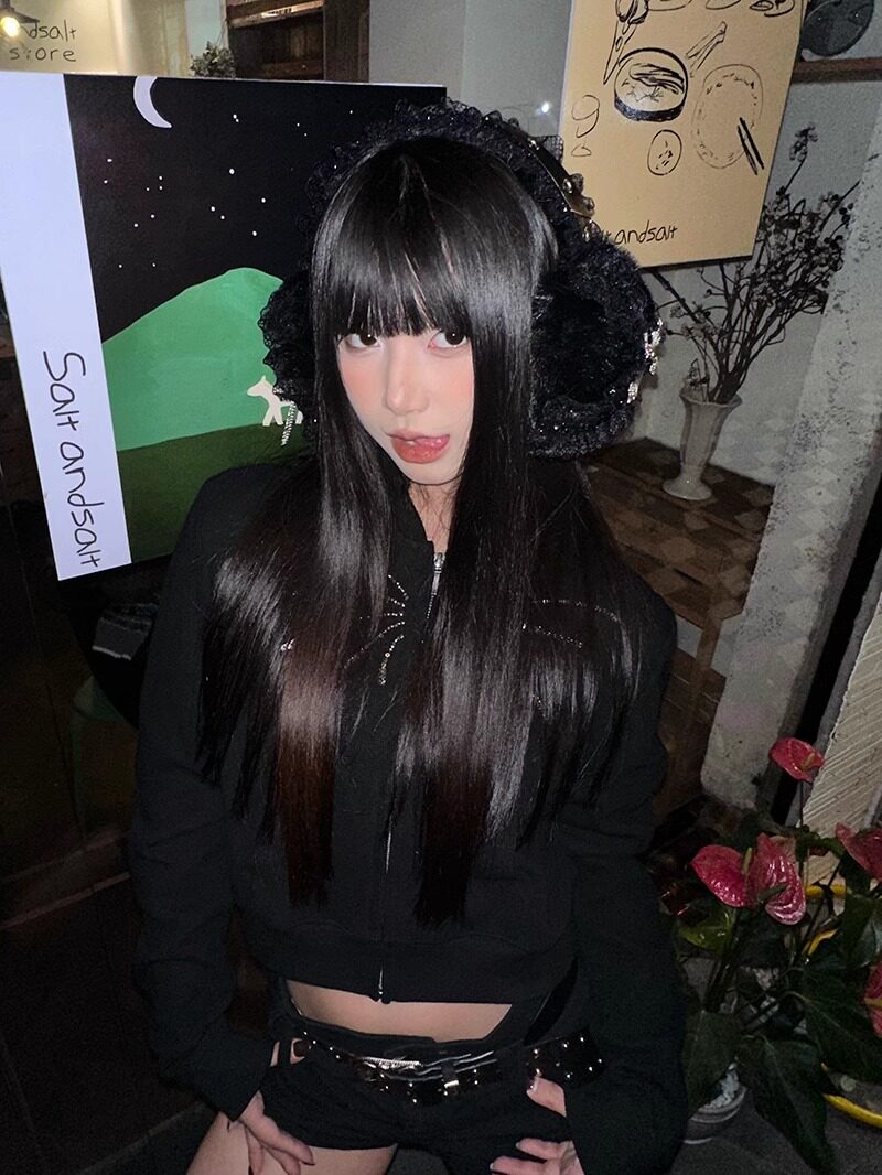 수제 블랙 레이스 귀마개 크로스 핀 YABI Y2 펑크 다크 스타일 이어백 따뜻한 핫 소녀 K 그라운드 버드 스타일
