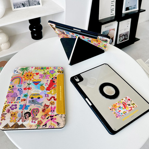 【3+Y折磁吸拆分】美人鱼适用ipadair8保护套第11代oppo5女孩vivo带笔槽华为matepad11.5s壳小米平板8pro12.2