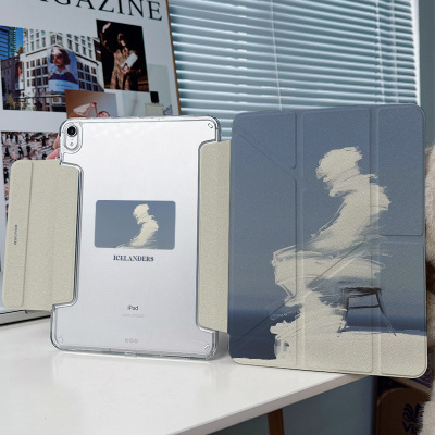 【3+Y折无笔槽带搭扣】艺术ins华为matepad11.5s适用ipadair7保护套小米平板8pro壳oppo5vivo4透明6iqoo12.2