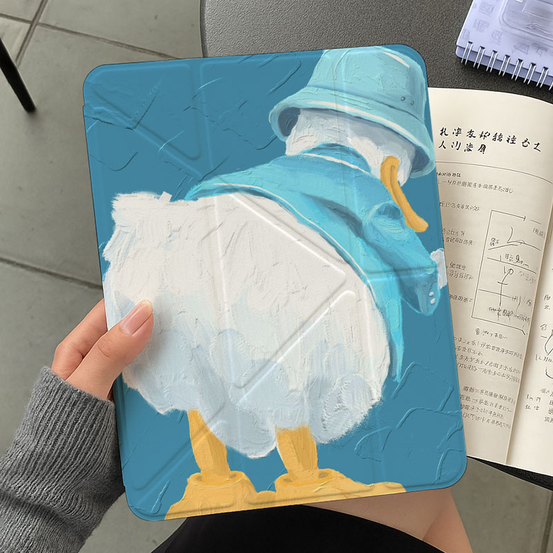 【3+y折百变搭扣】带笔槽可爱鸭华为matepad11.5s卡通ipadair7保护套适用小米平板8透明oppo5硬iqoo2壳vivo