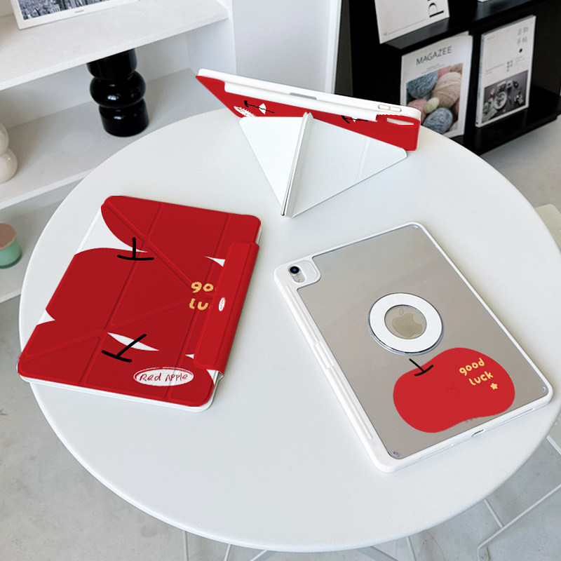 【3+Y折磁吸拆分】红苹果适用ipadair8保护套第11代oppo5卡通vivo带笔槽华为matepad11.5s壳小米平板8pro13.2图片