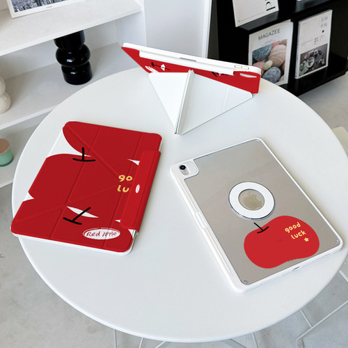 【3+Y折磁吸拆分】红苹果适用ipadair8保护套第11代oppo5卡通vivo带笔槽华为matepad11.5s壳小米平板8pro13.2